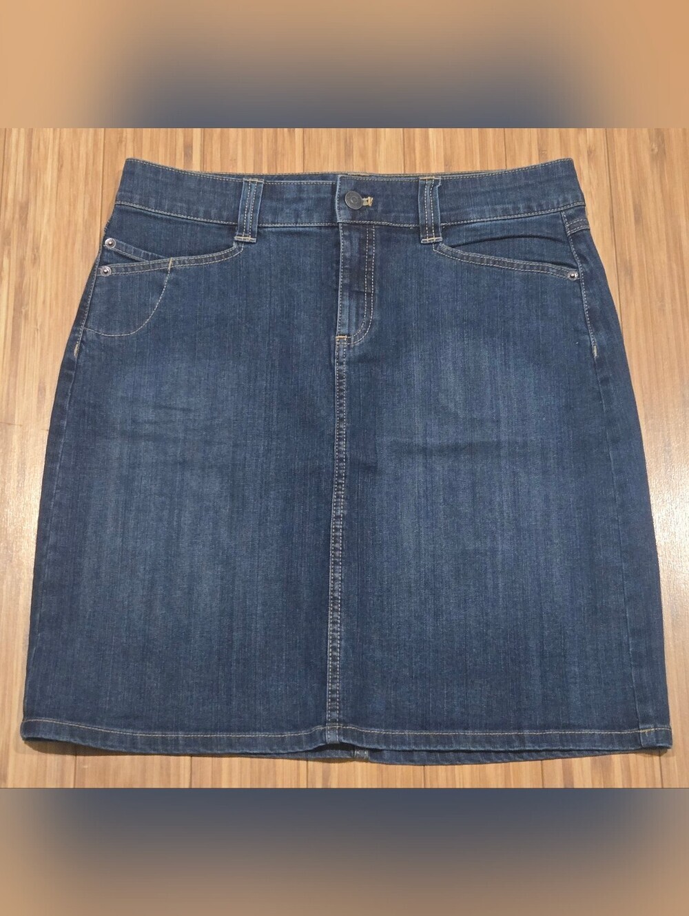 Bass Denim A-Line Skirt in Dark Blue